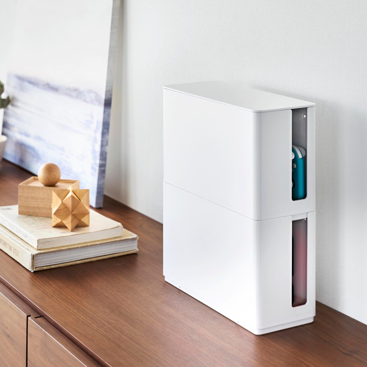 山崎実業 smart 蓋付き重ねられるゲーム機器収納ケース スマート