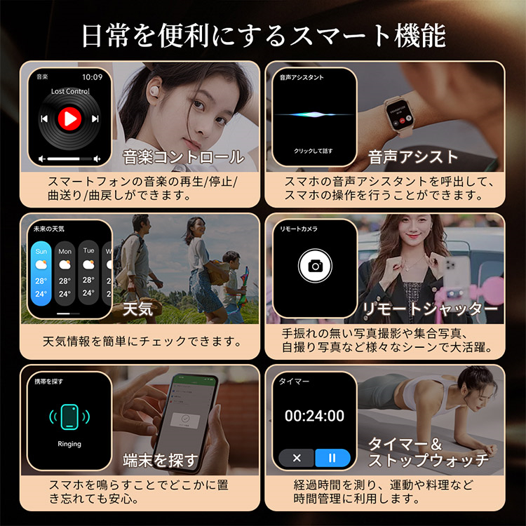 AiMike スマートウォッチ 日本製 センサー 通話機能 健康管理 心拍数