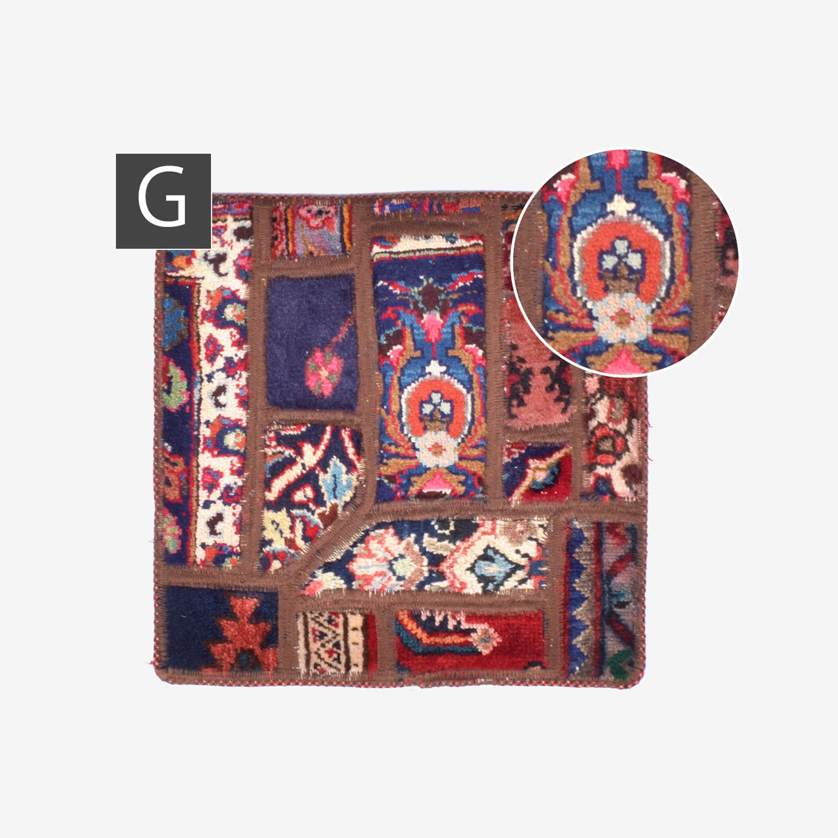 オールドペルシャ絨毯 チェアマット 42×42cm 角型 イラン製 洗える