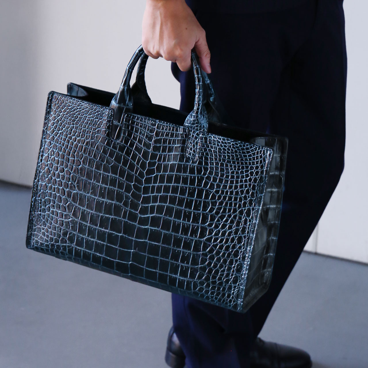 クロコダイル ビジネスバッグ メンズ 日本製 センター取り 2WAY