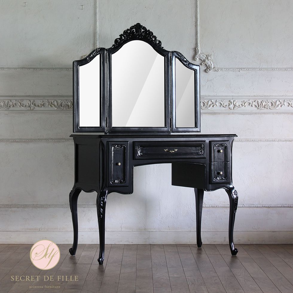3面鏡 ドレッサー アンティーク レトロ ロココ 姫 猫脚 化粧台