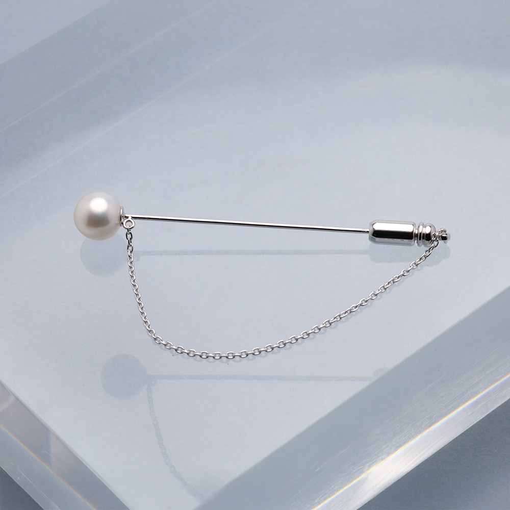 ブローチ ラペルピン メンズ 男性用 あこや本真珠 アコヤピンブローチ