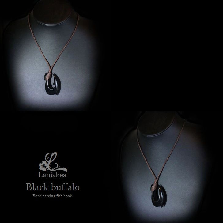 ハワイアンジュエリー ボーンカービング ブラック フィッシュフック