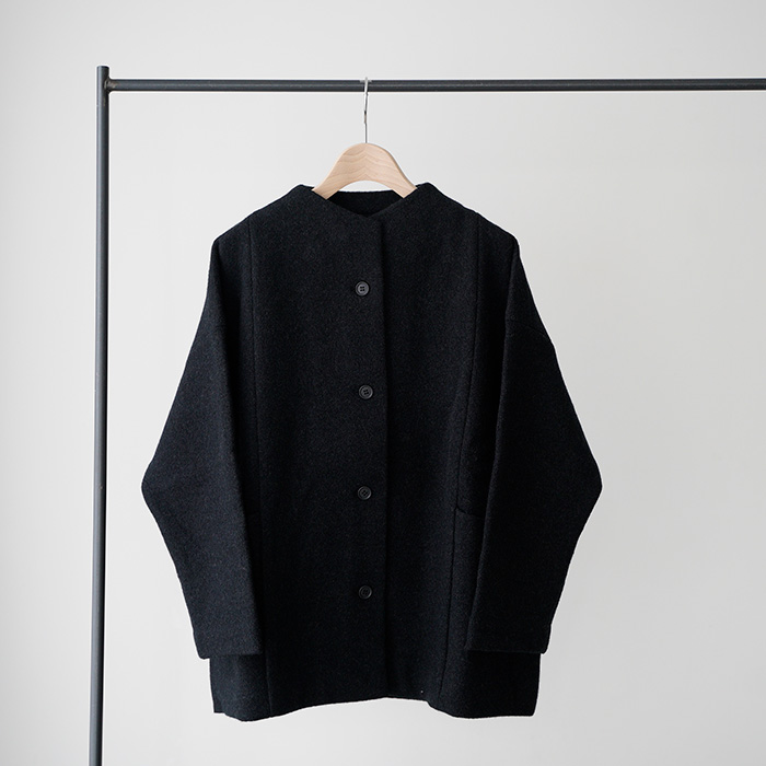 evam eva（エヴァムエヴァ） プレスウールショートコート press wool