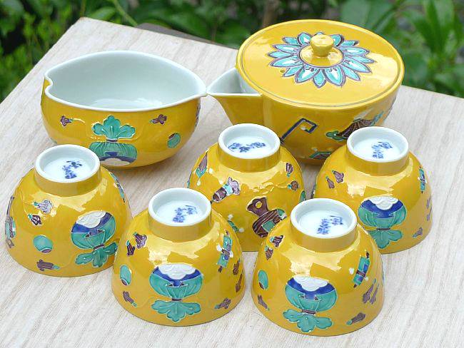 京焼 清水焼 黄交趾宝尽し煎茶器揃 昭阿弥 : 松韻堂 Yahoo!店 - 通販