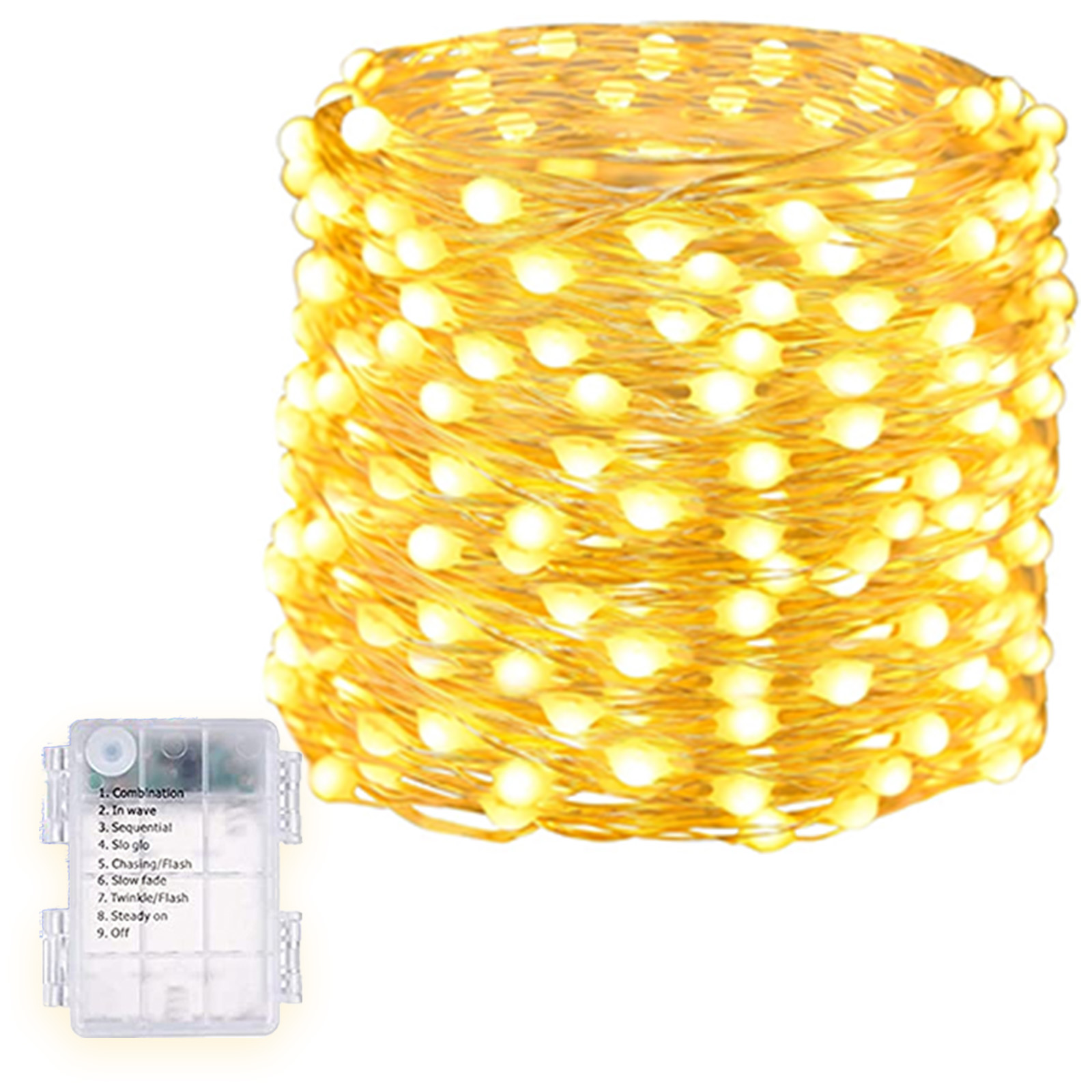 イルミネーションライト 電池式 200球 20M 大粒 防水 クリスマス 屋内