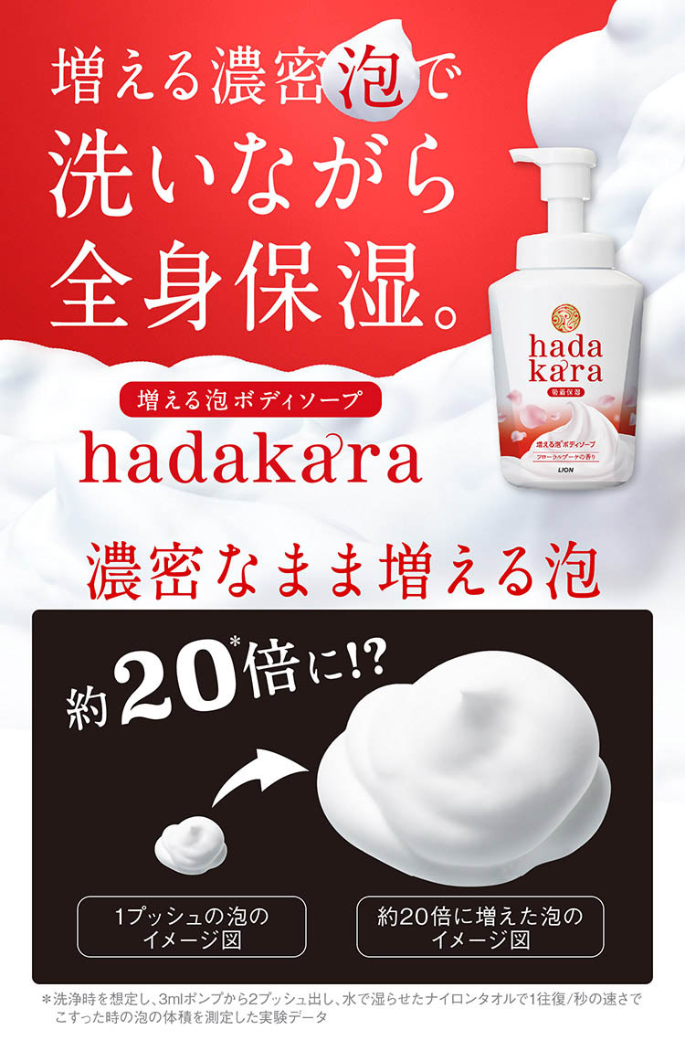 hadakara(ハダカラ) 泡で出てくるボディソープ フローラルブーケの香り