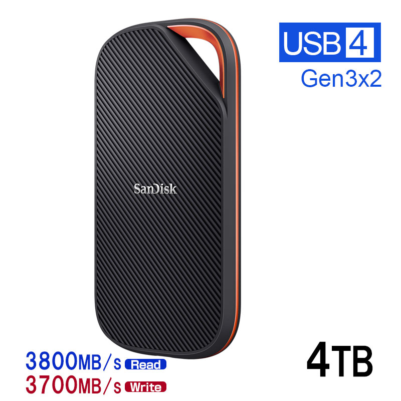 SanDisk（サンディスク） ポータブルSSD 4TB USB4 Gen 3x2 R:3800MB/s