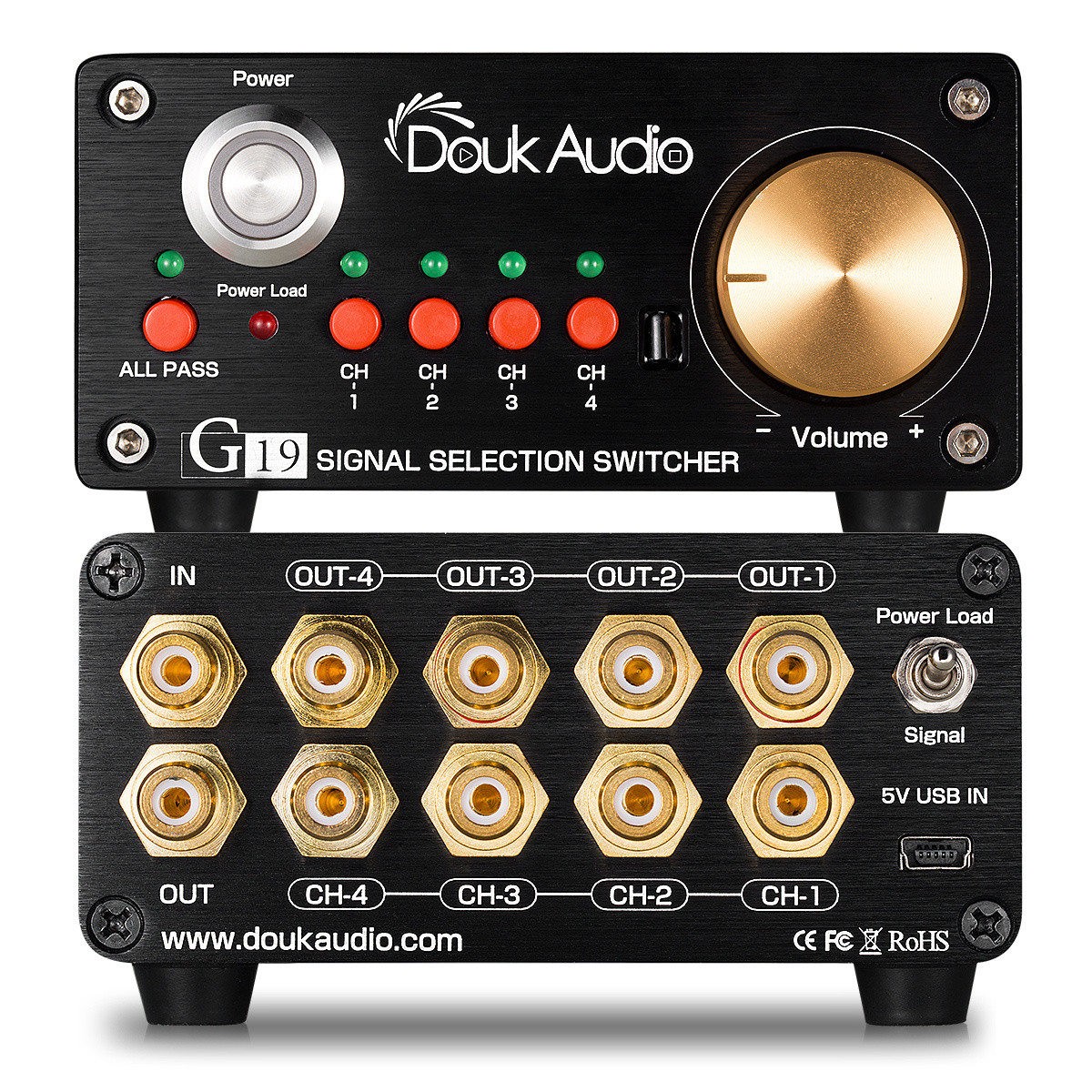 4系統 ステレオ RCA アナログオーディオスイッチャー ススピーカー