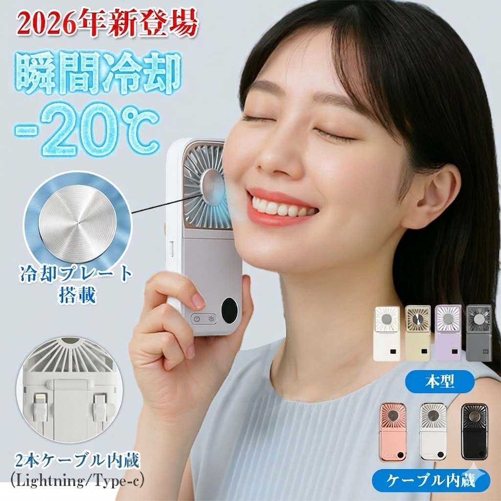 ハンディファン 扇風機 2025新登場 首掛け扇風機 瞬間冷却 冷却