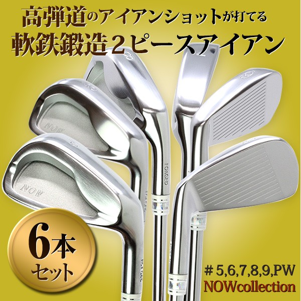 軟鉄鍛造 2ピース アイアンセット 6本セット #5 6 7 8 9 PW 新品