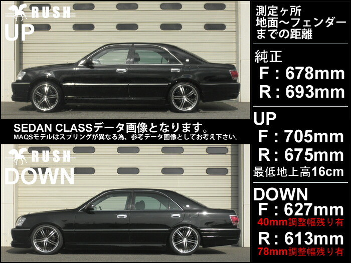 RUSH車高調 クラウン JZS171 JZS175 GS171 MAQSモデル 選べるレート