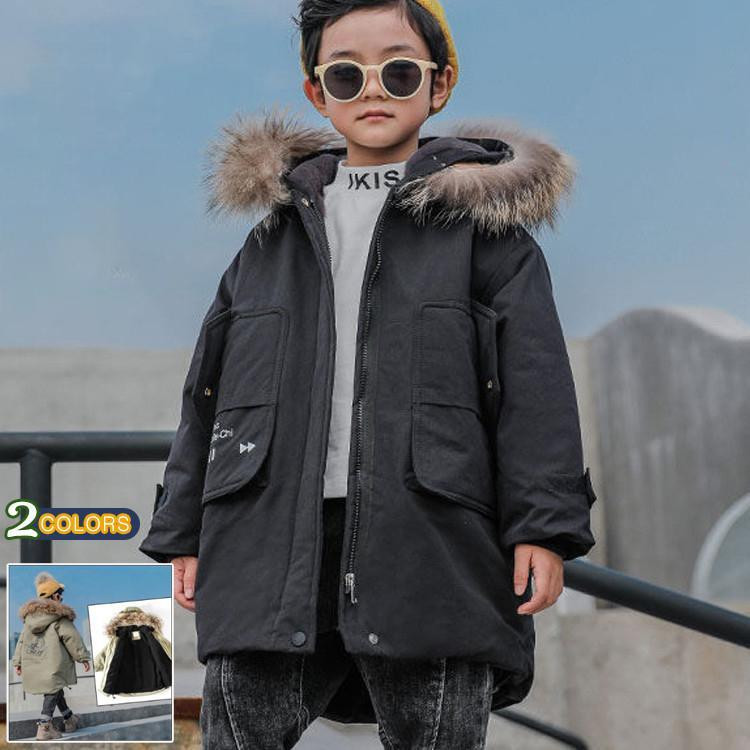 男の子 キッズ モッズコート 裏起毛 子供 毛皮コート ファーコート