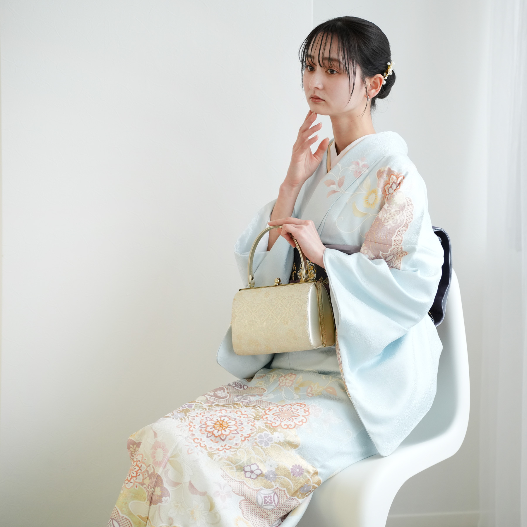 訪問着 レンタル おしゃれ 20点フルセット 水色に唐花文 結婚式 卒業式