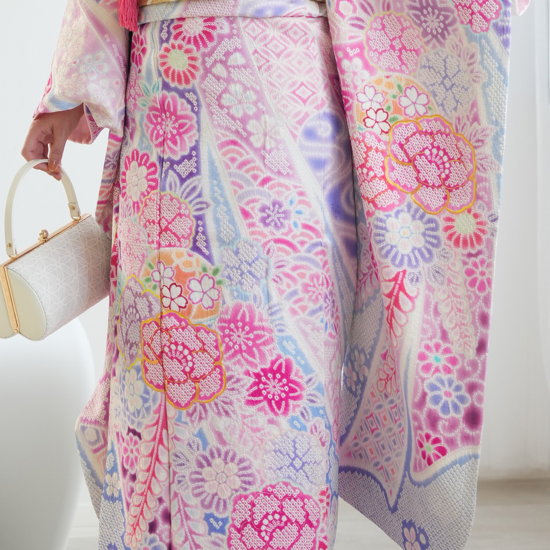 振袖 レンタル 成人式 21点セット レトロ 成人式セット 花 ピンク 正絹