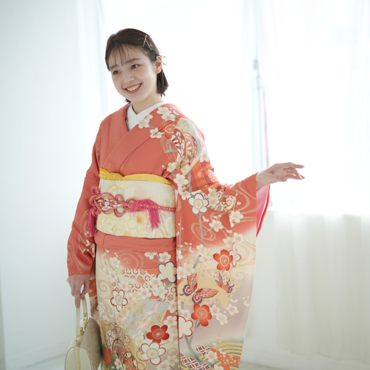 振袖 レンタル 成人式 21点セット 古典柄 レトロ アンティーク系 花