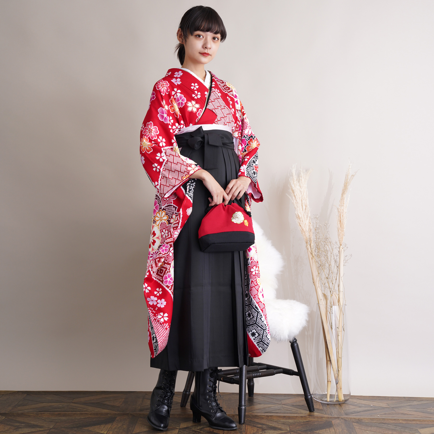 袴 レンタル 卒業式 振袖 18点セット 古典柄 レトロ アンティーク系 袴