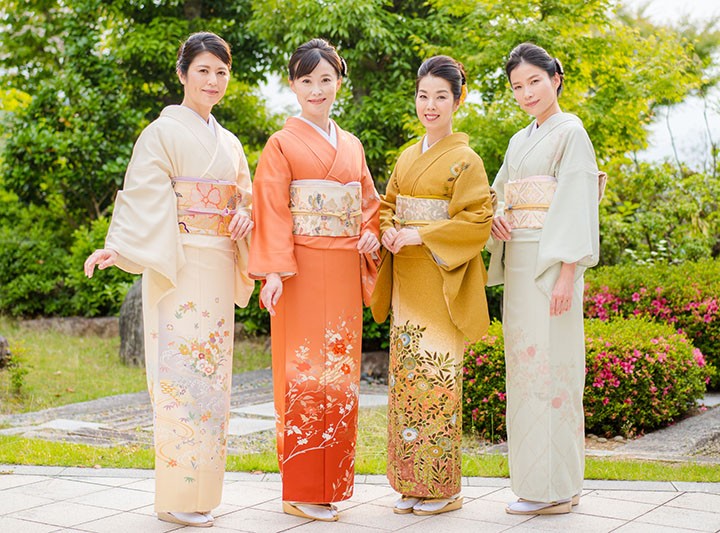 レンタル フルセット 夏用 単衣 訪問着 HEHO-MI067 白緑色 汕頭刺繍