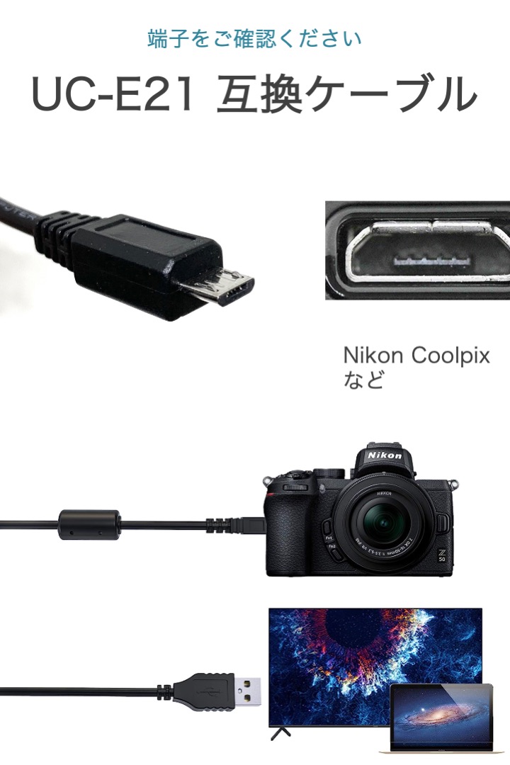 Nikon 互換 ケーブル 1m ニコン UC-E21 インターフェースケーブル