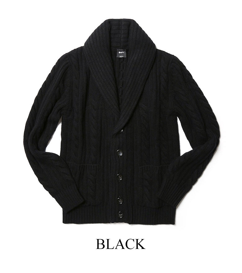 BAFY（バフィー） ケーブルニット カーディガン ショールカラー