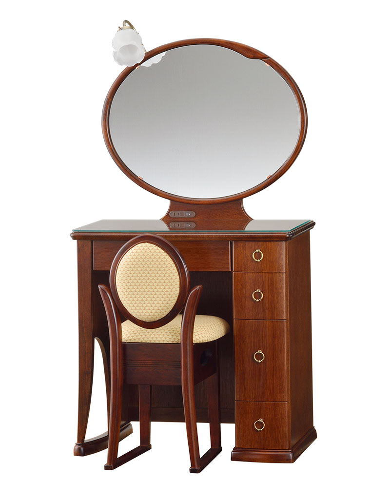 PLUS ONE ドレッサー 一面鏡 鏡台 デスク テーブル アンティーク 白