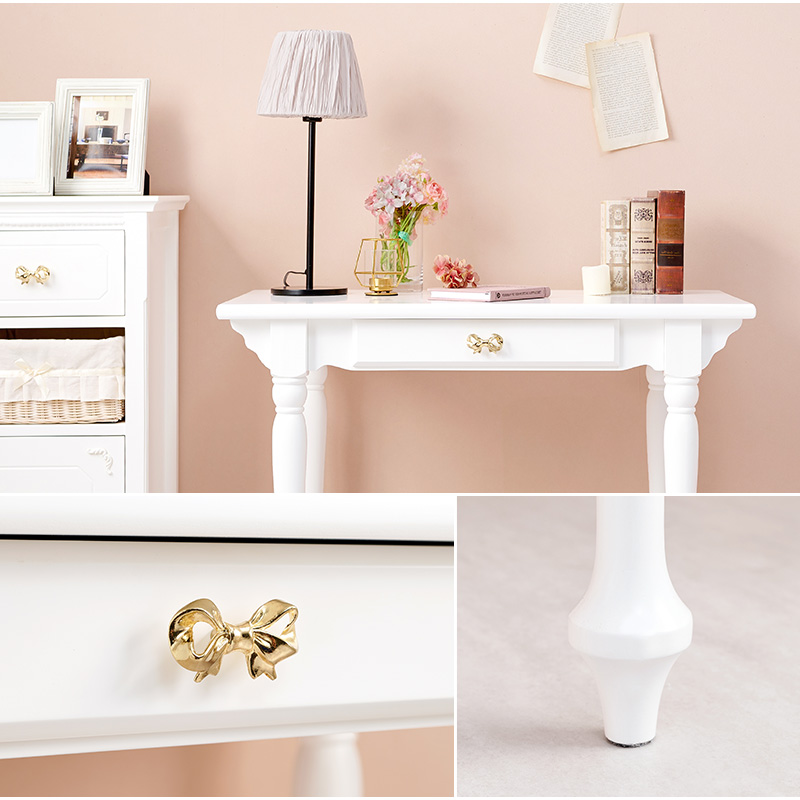 HAGiHARA（萩原） デスクテーブル 幅90cm リボンシリーズ おしゃれ 白