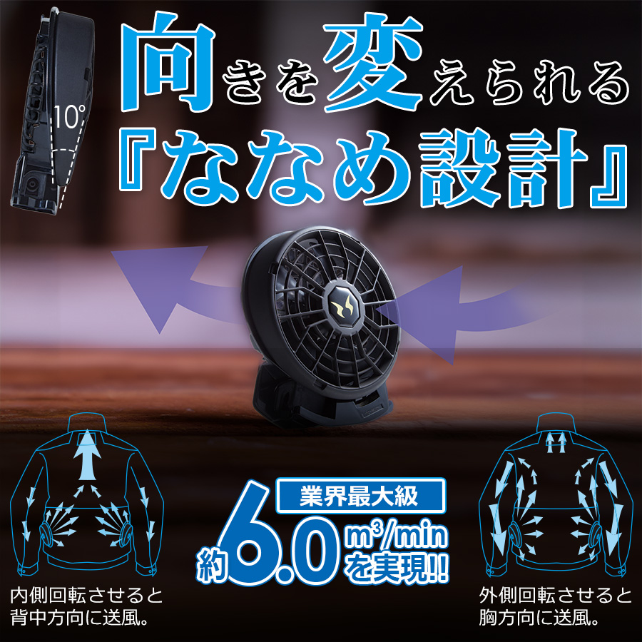 アタックベース 空調風神服 サイドファンベスト+ななめファン+24V