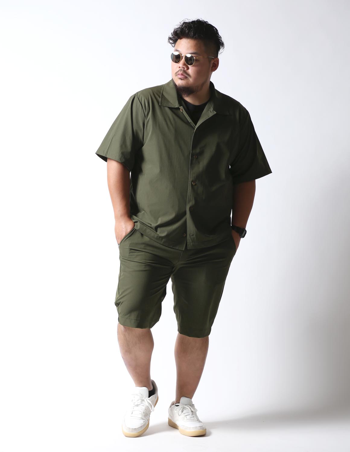 大きいサイズ メンズ 上下セット セットアップ 無地 ハーフパンツ 半袖