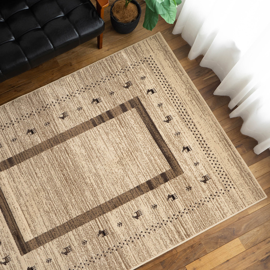 サヤンサヤン ギャベ 風 ラグ 200×200 約2畳 ウィルトン 織