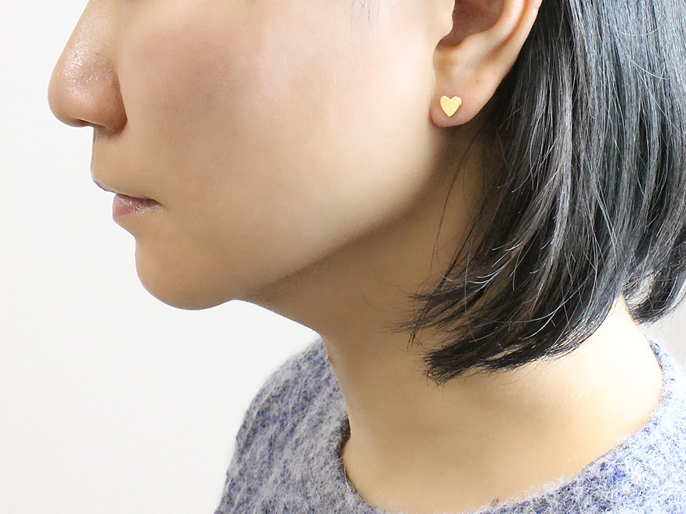 K18 シェリー ピアス ゴールド ハート ハートプレート 地金 pierce