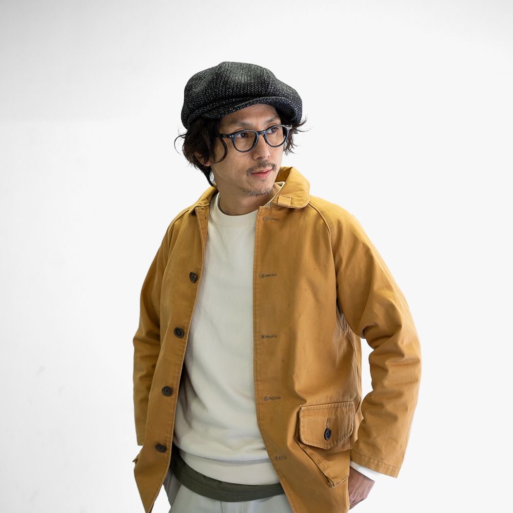 ウールコットン肉厚ビーチクロスキャスケット防寒ヴィンテージ風秋冬