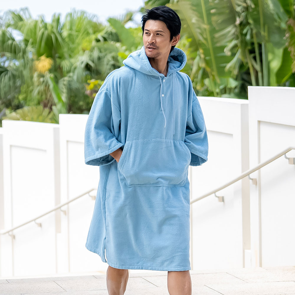 タオルポンチョ お着替えポンチョ サウナポンチョ 吸水 薄手 日焼け