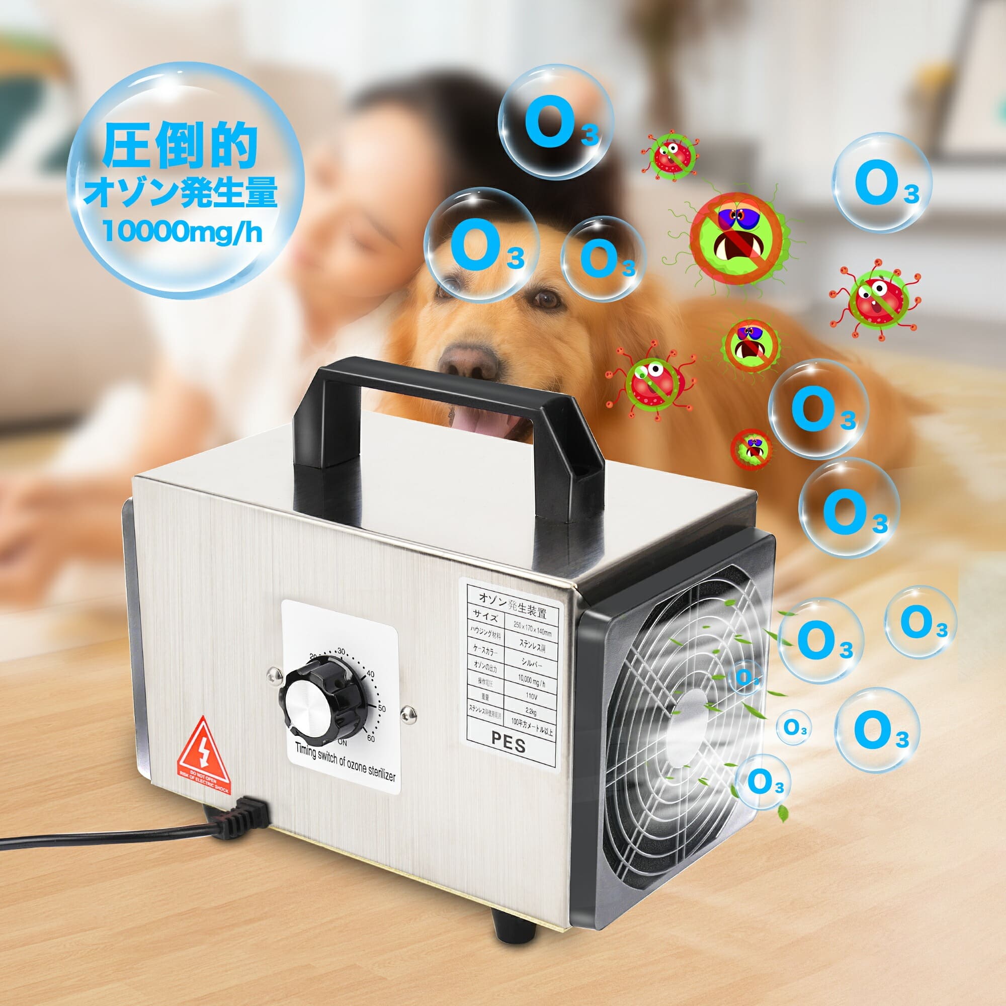 高性能オゾン発生機 10000mg 業務用 オゾン発生器 脱臭器 産業機 エア