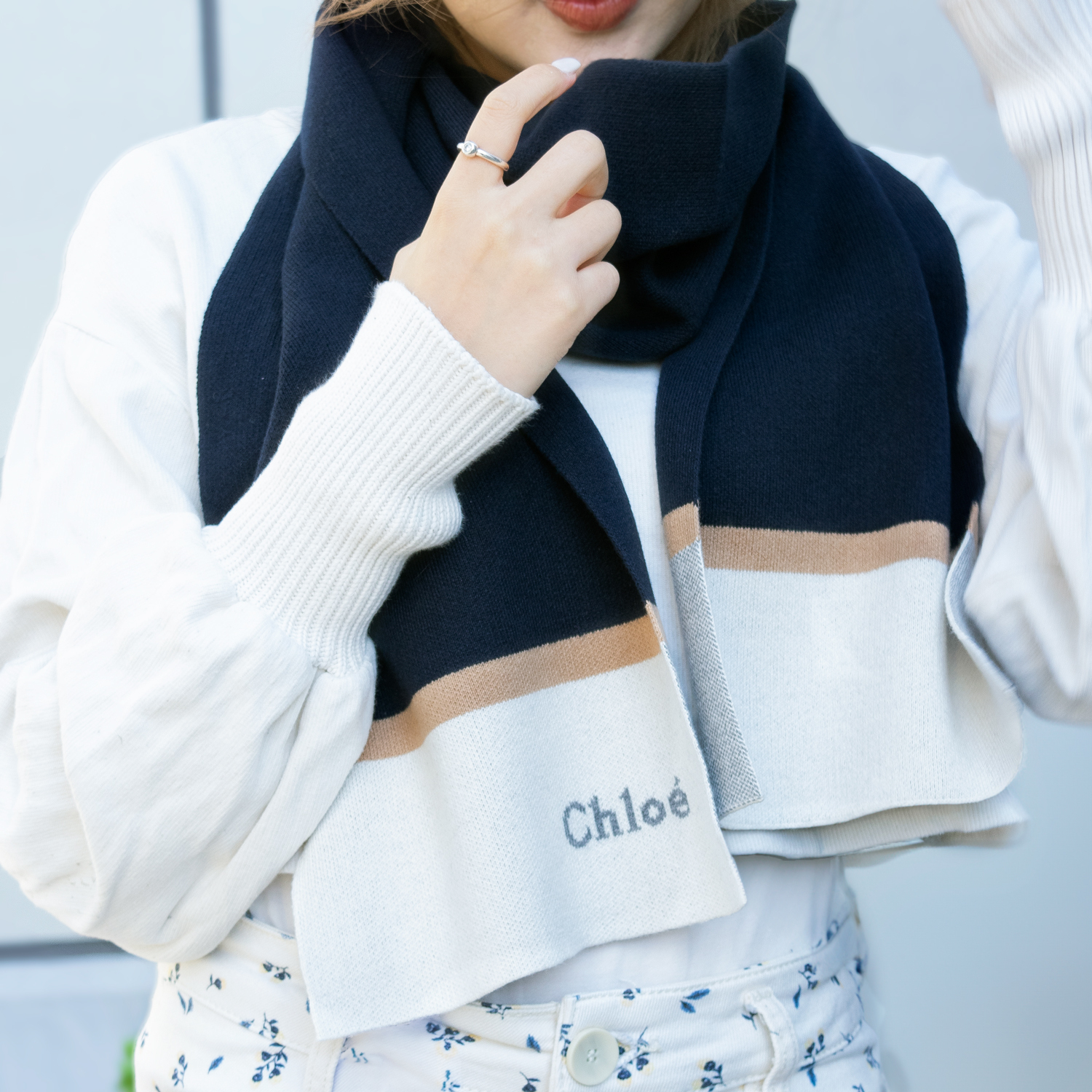 Chloe（クロエ） マフラー キッズ レディース ネイビー C11672-859-NV