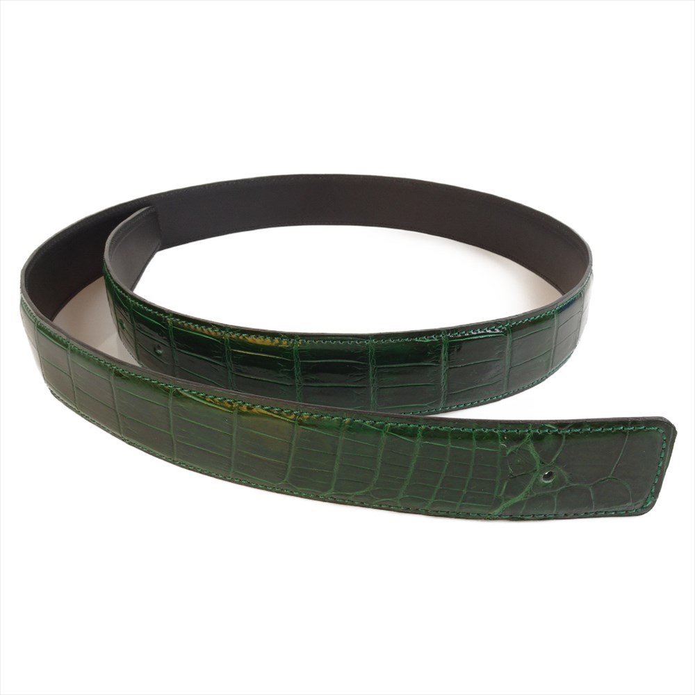 新品 クロコダイル ツヤあり グリーン Hバックル コンスタンス対応