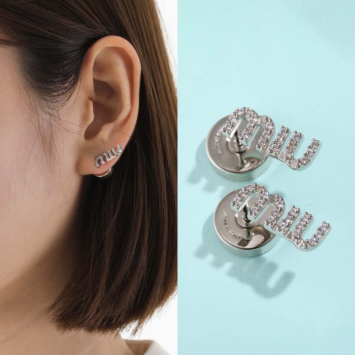 miu miu（ミュウミュウ） ピアス 5IO059 2DNC レディース クリスタル付