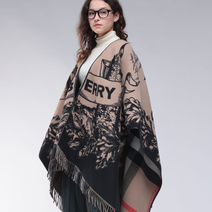 BURBERRY（バーバリー） リバーシブル ウール チェック×総柄 ケープ