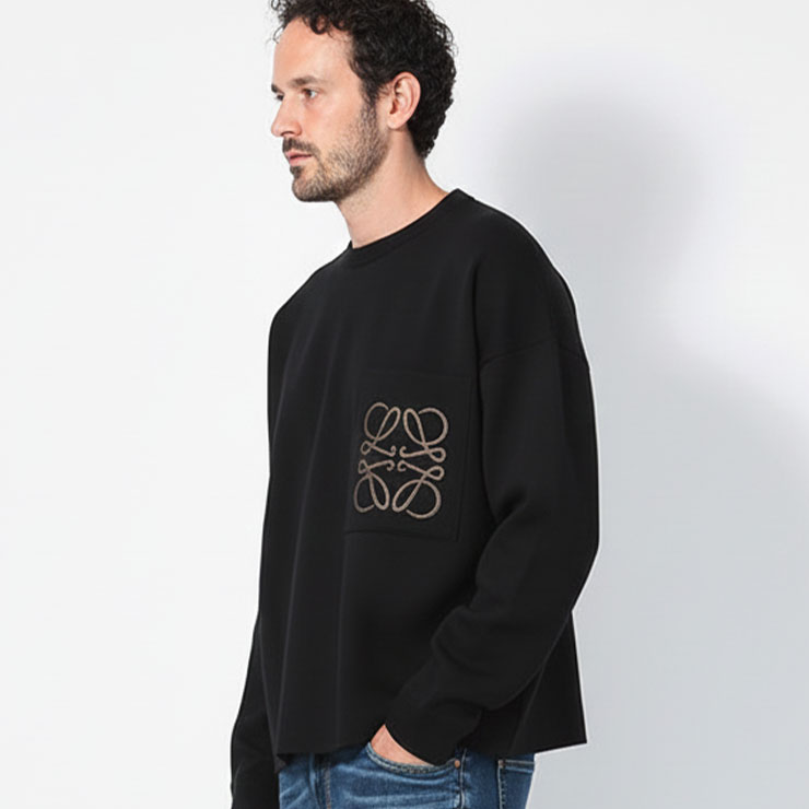 LOEWE（ロエベ） ポケット クルーネック ニット メンズ ANAGRAM POCKET