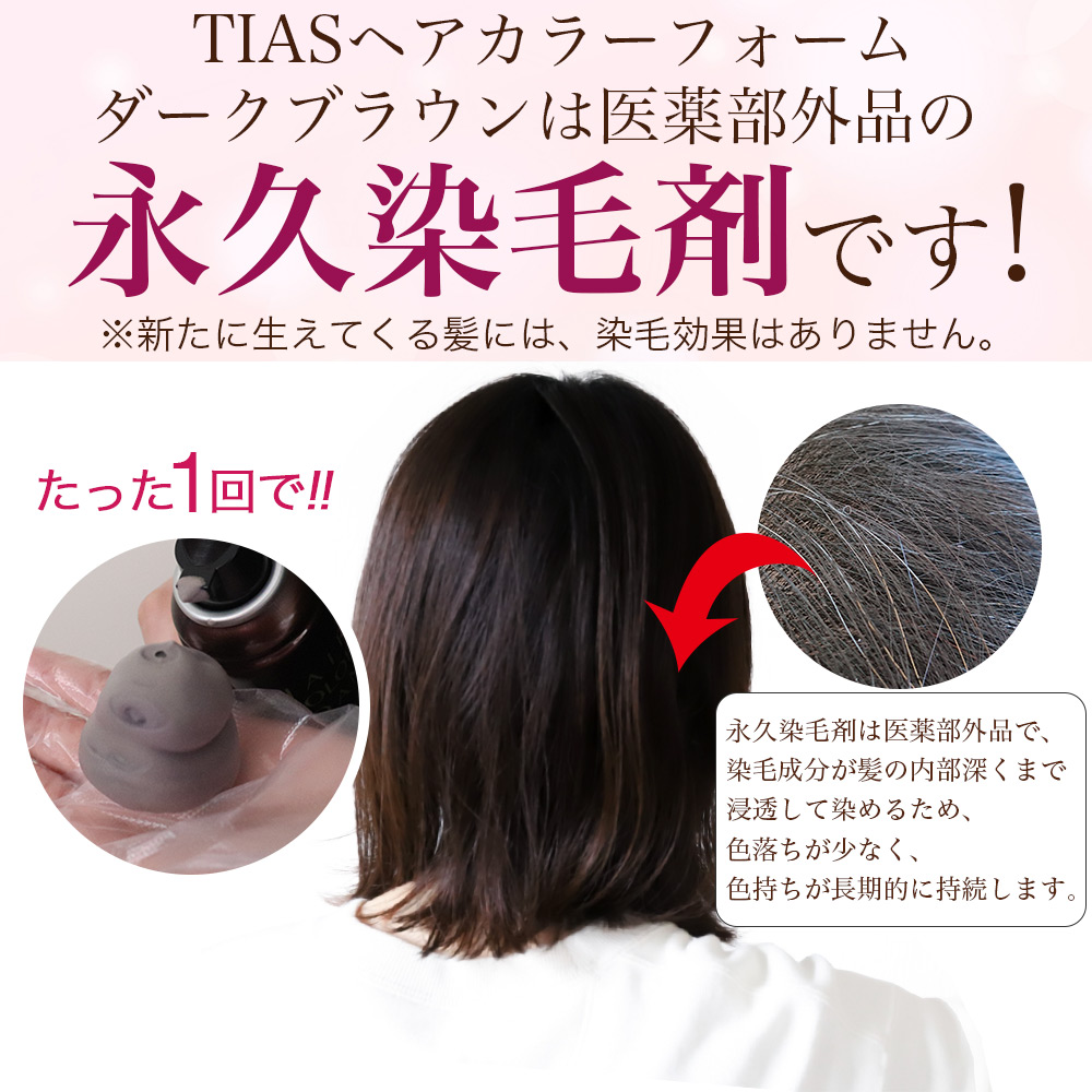 TIAS 白髪染め TIASヘアカラー 泡 泡で簡単に染まる永久染毛剤 150g 1