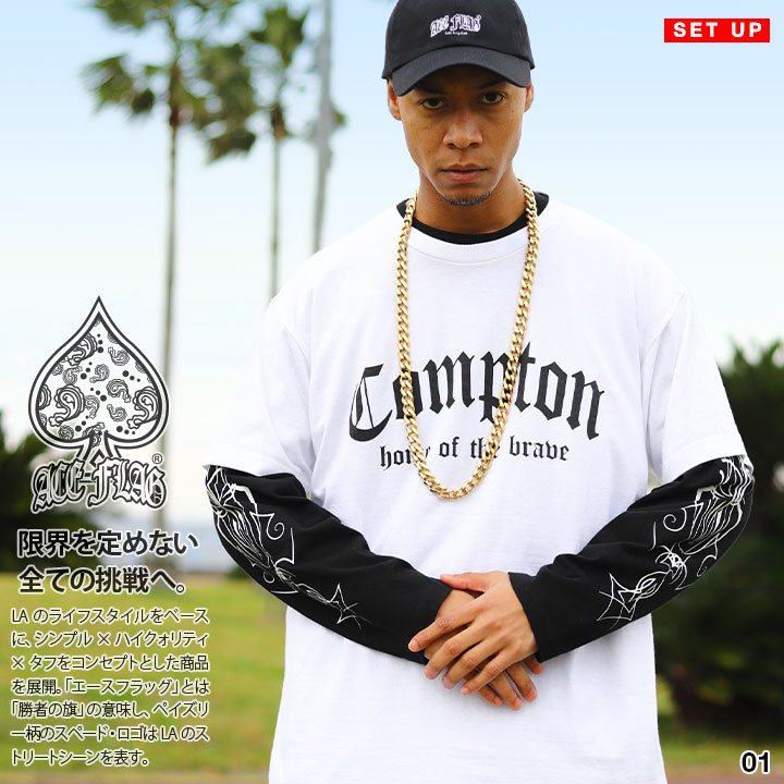 ACEFLAG（エースフラッグ） セットアップ 重ね着 半袖 Tシャツ 長袖