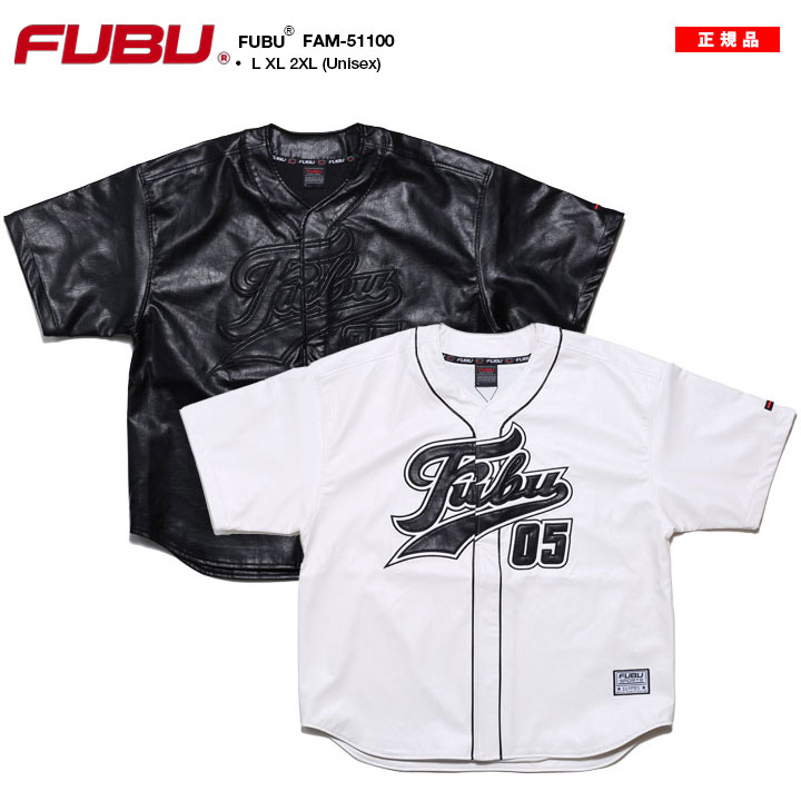 FUBU（フブ） ベースボールシャツ 半袖 レザー 野球 ゲームシャツ