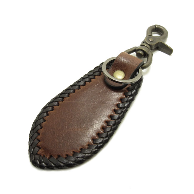 キーホルダー 本革／馬革 キーリング ティアドロップ型 二重リング