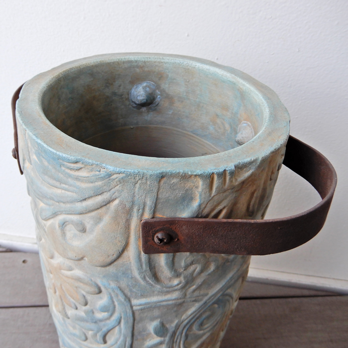 Sculptureハンドルベース 花瓶 花びん 陶器 おしゃれ テラコッタ 傘