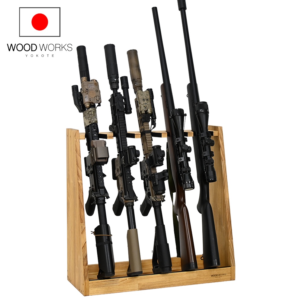 WOODWORKS ガンラック 5丁掛 ( 色：ライトブラウン) 木製 日本製
