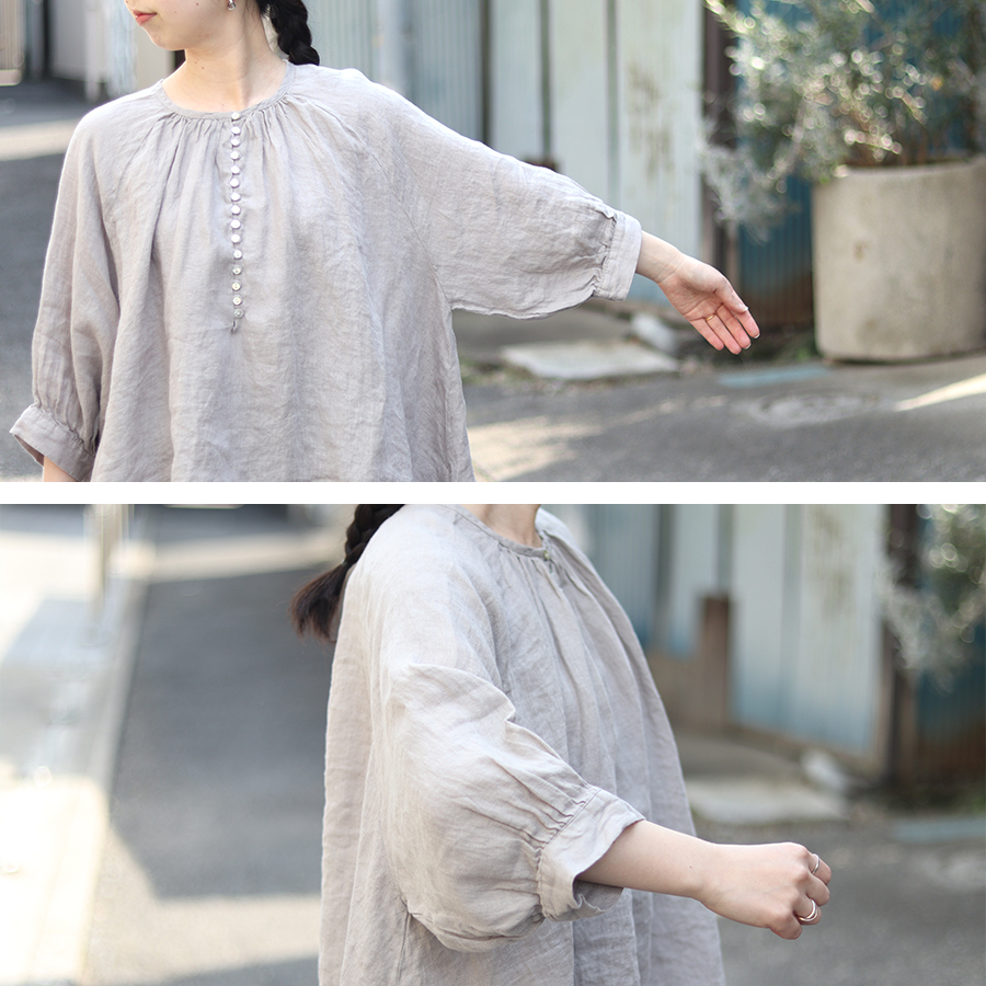リネンシャンブレー多ボタンブラウス【08mab】 : W Pocket - 通販