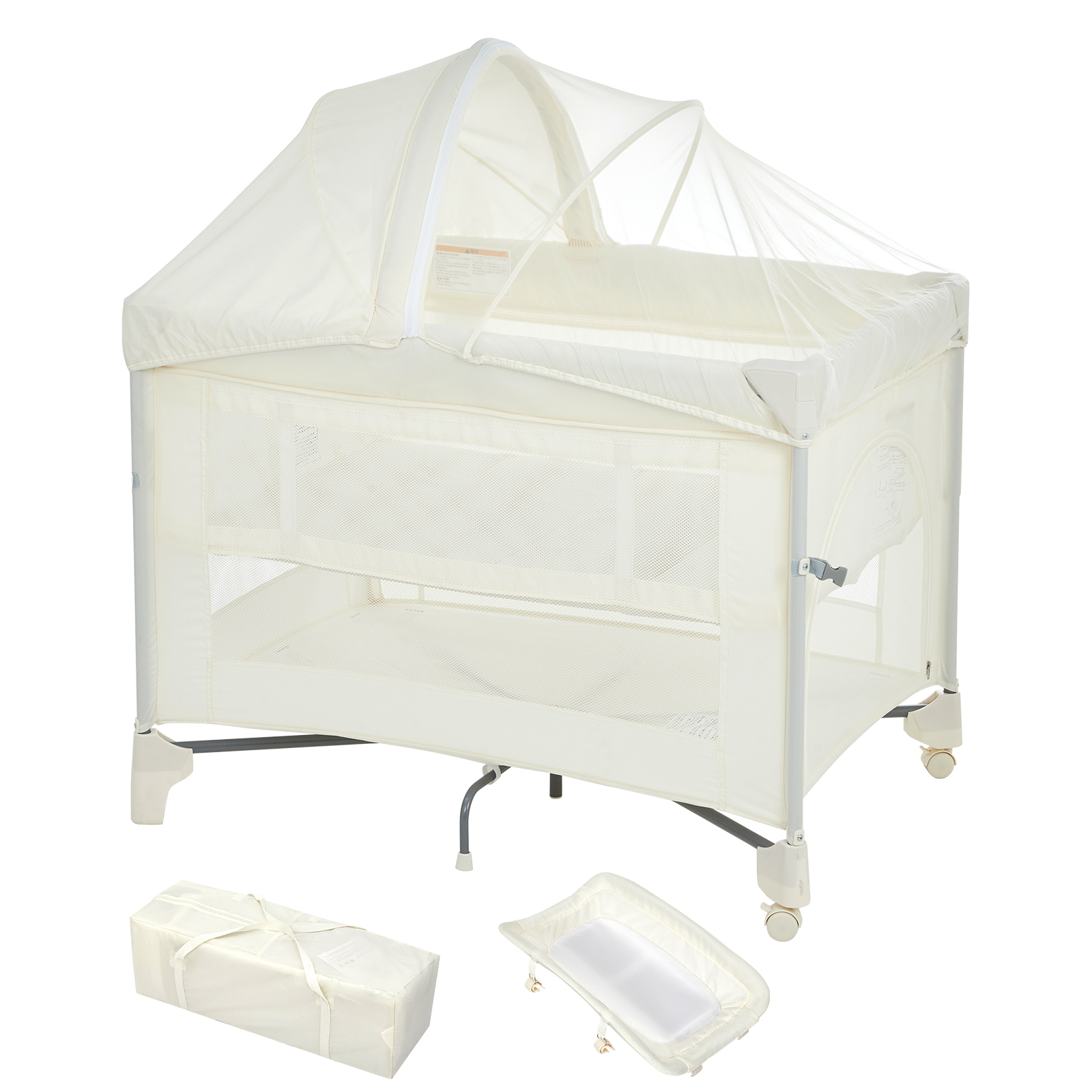 爆買 ベビーベッド プレイヤード 折りたたみ 簡単収納 蚊帳付き おむつ