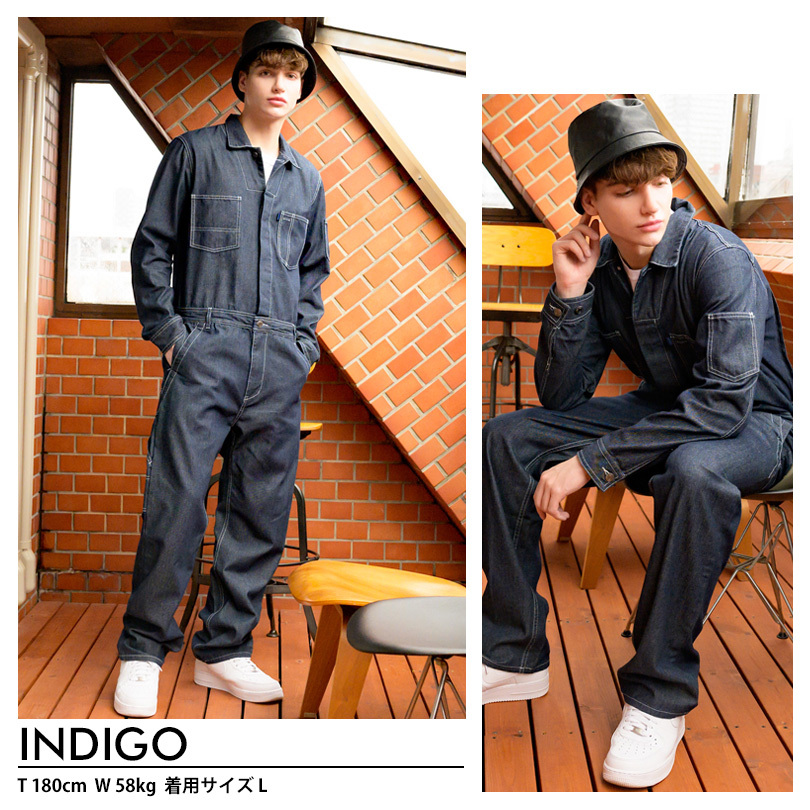 8 つなぎ メンズ オールインワン デニム ツナギ オーバーオール