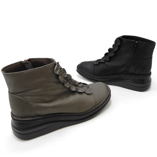 セール【18,480円の品】ショート ブーツ レディース 本革 黒 日本製