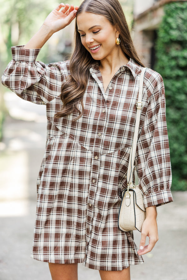 Give It Meaning Brown Plaid Dress – Shop the Mint