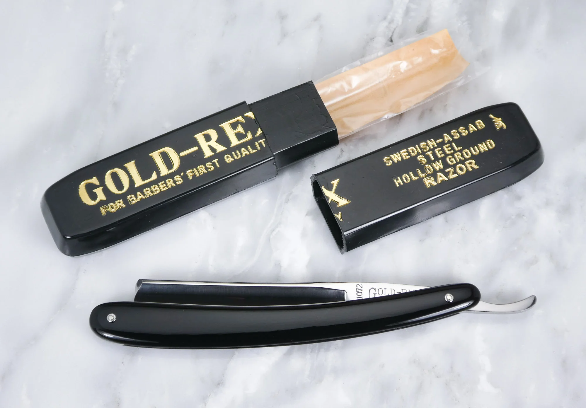 NOS Vintage Gold Rex 1072 Swedish Steel Japanese Straight Razor